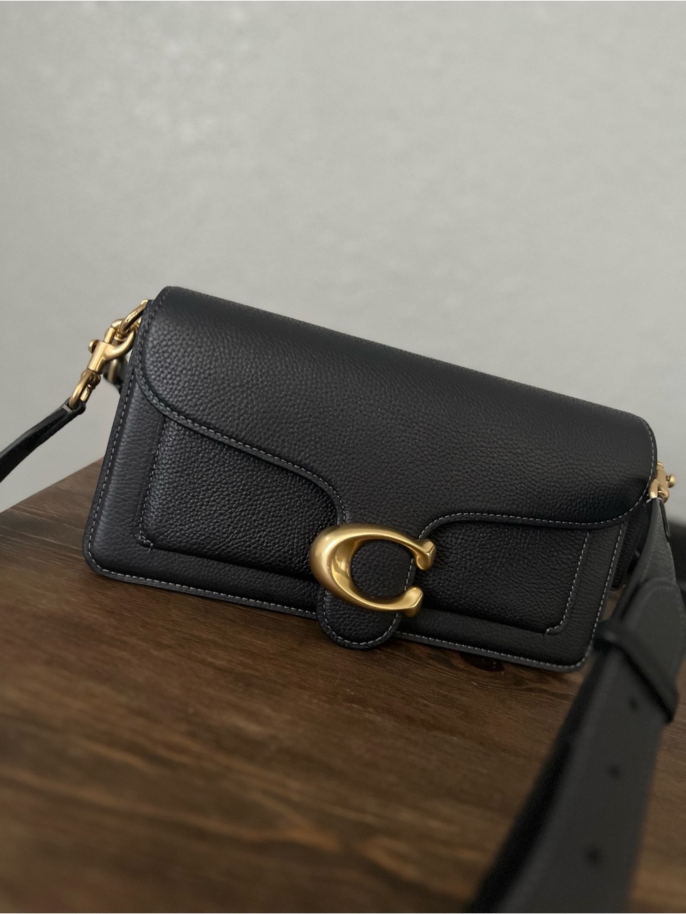Coach Black Leather Crossbody with Gold-Tone Hardware - Picture 7 of 9